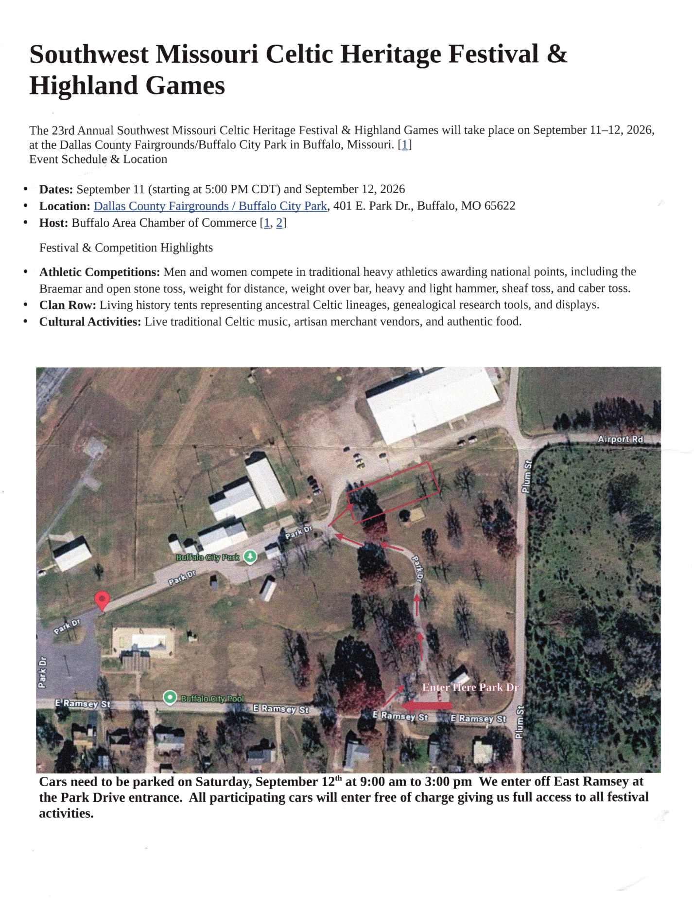 Information on event and where to park